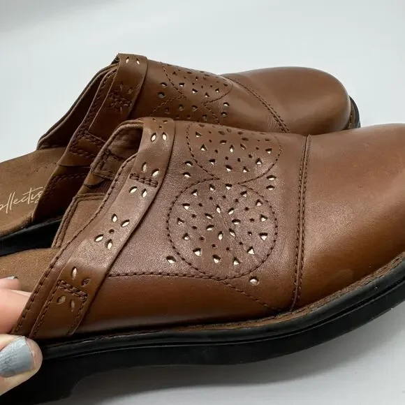 Clarks Brown Leather Patty Renata Slip On Mules Size 10 - Picture 6 of 8